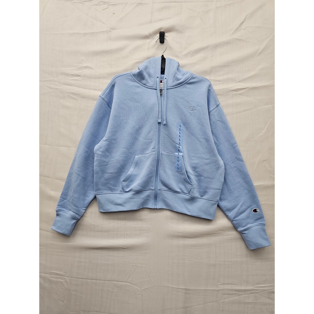 Champion Womens Zip Hoodie Blue Cotton Blend CPW254JK03 Casual Size Large